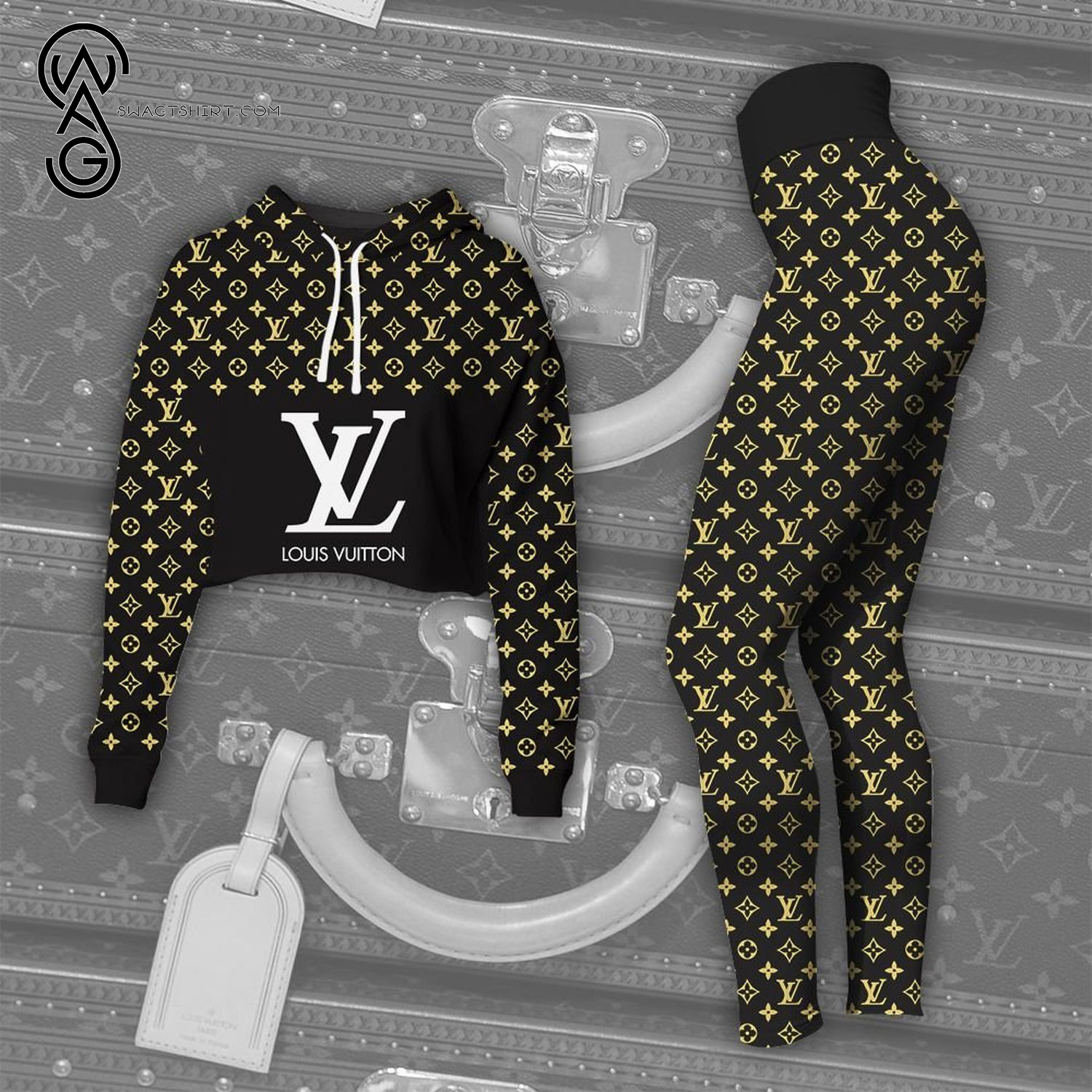 Louis Vuitton Classic Symbol Combo Crop Hoodie And Legging