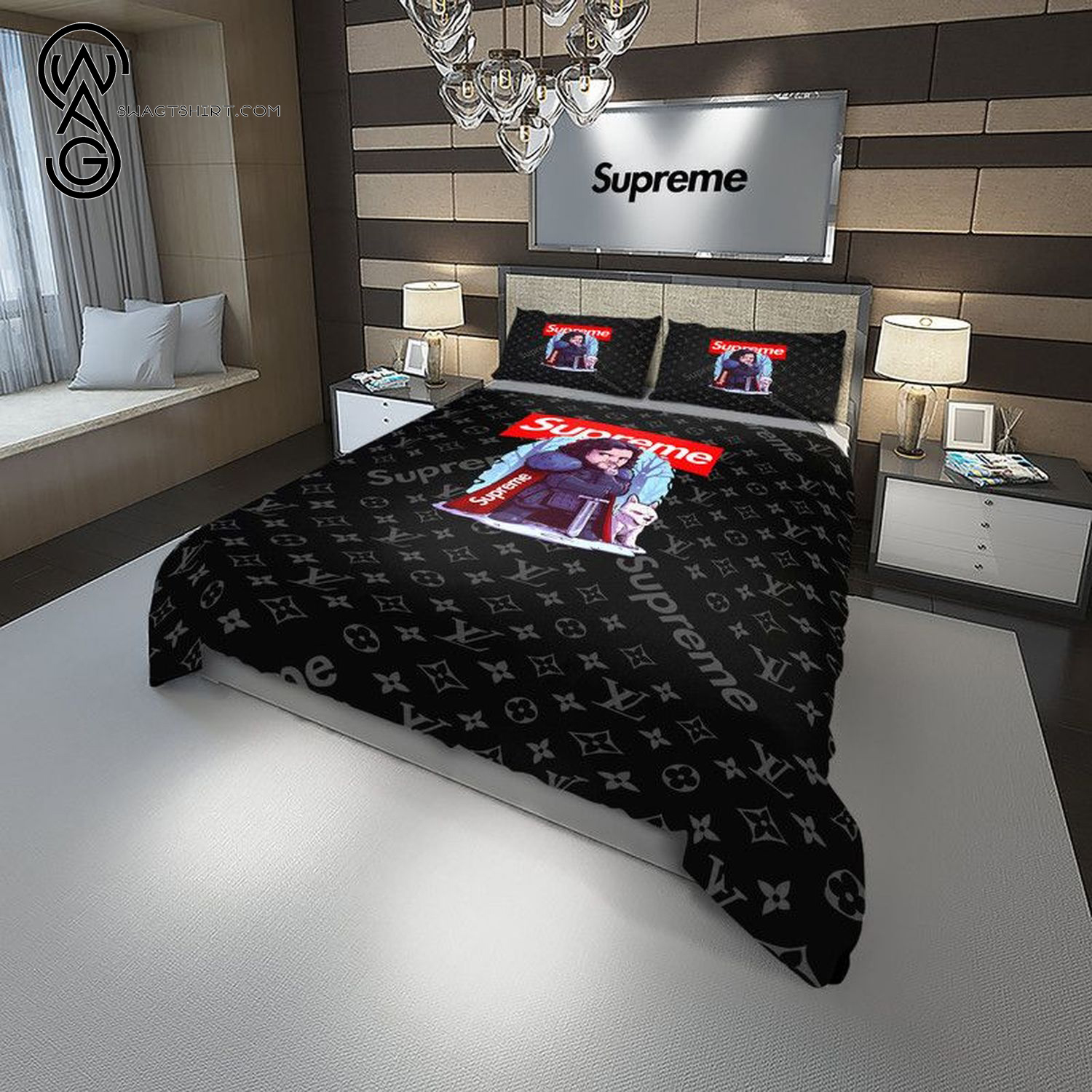 Supreme With John Snow Game of Throne All Over Print Duvet Cover Bedroom Sets