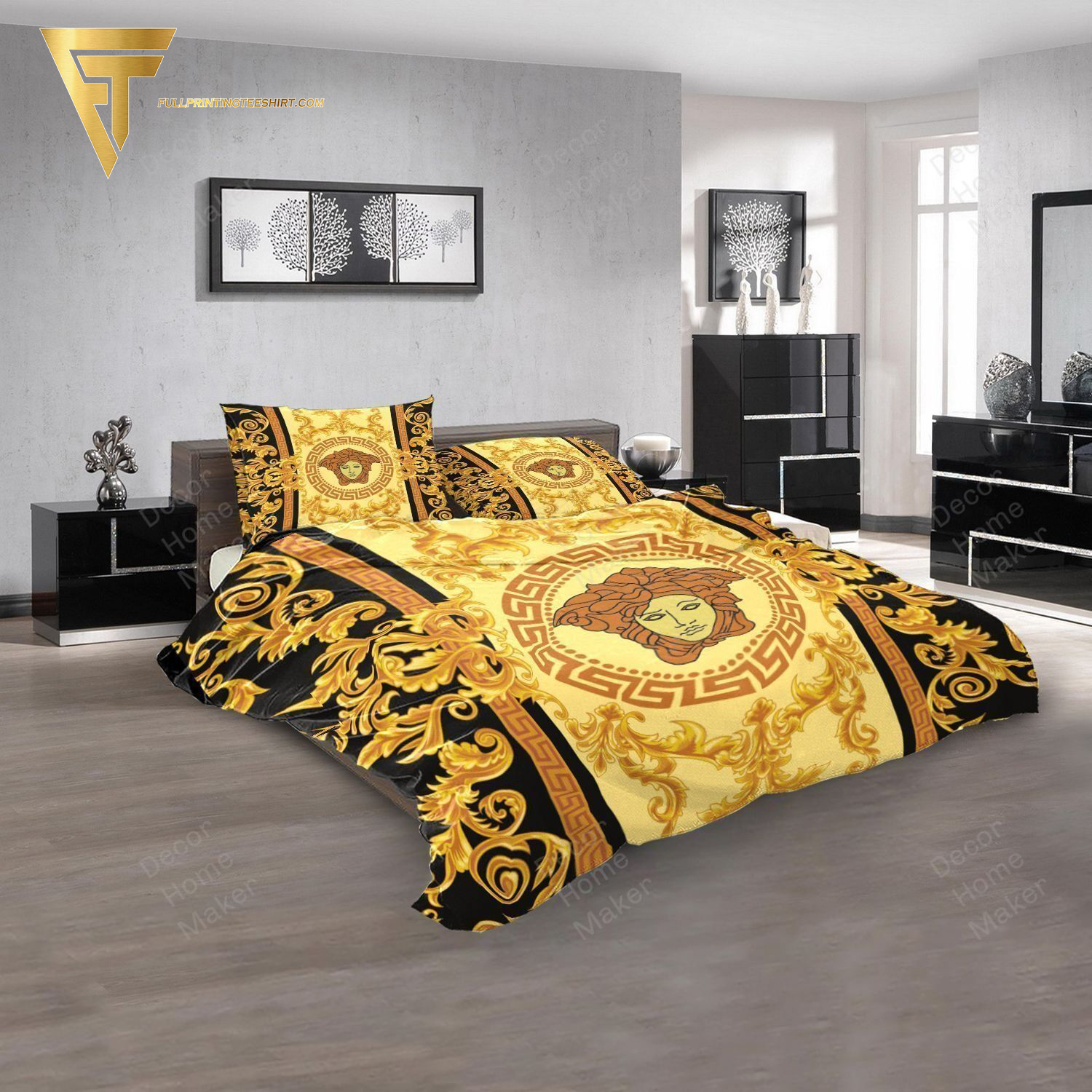 Versace Gold Symbol All Over Print Duvet Cover Bedroom Sets